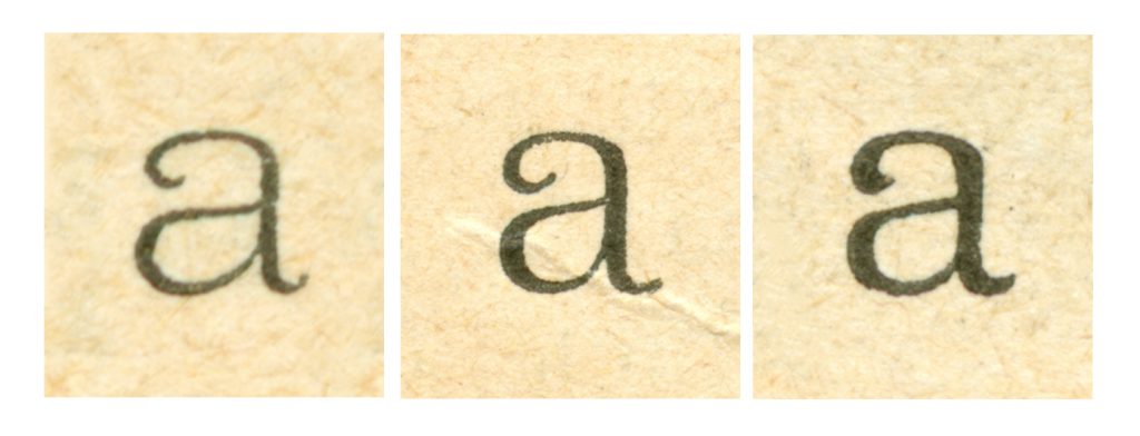 Разнообразие форм буквы «а» в Эльзивире